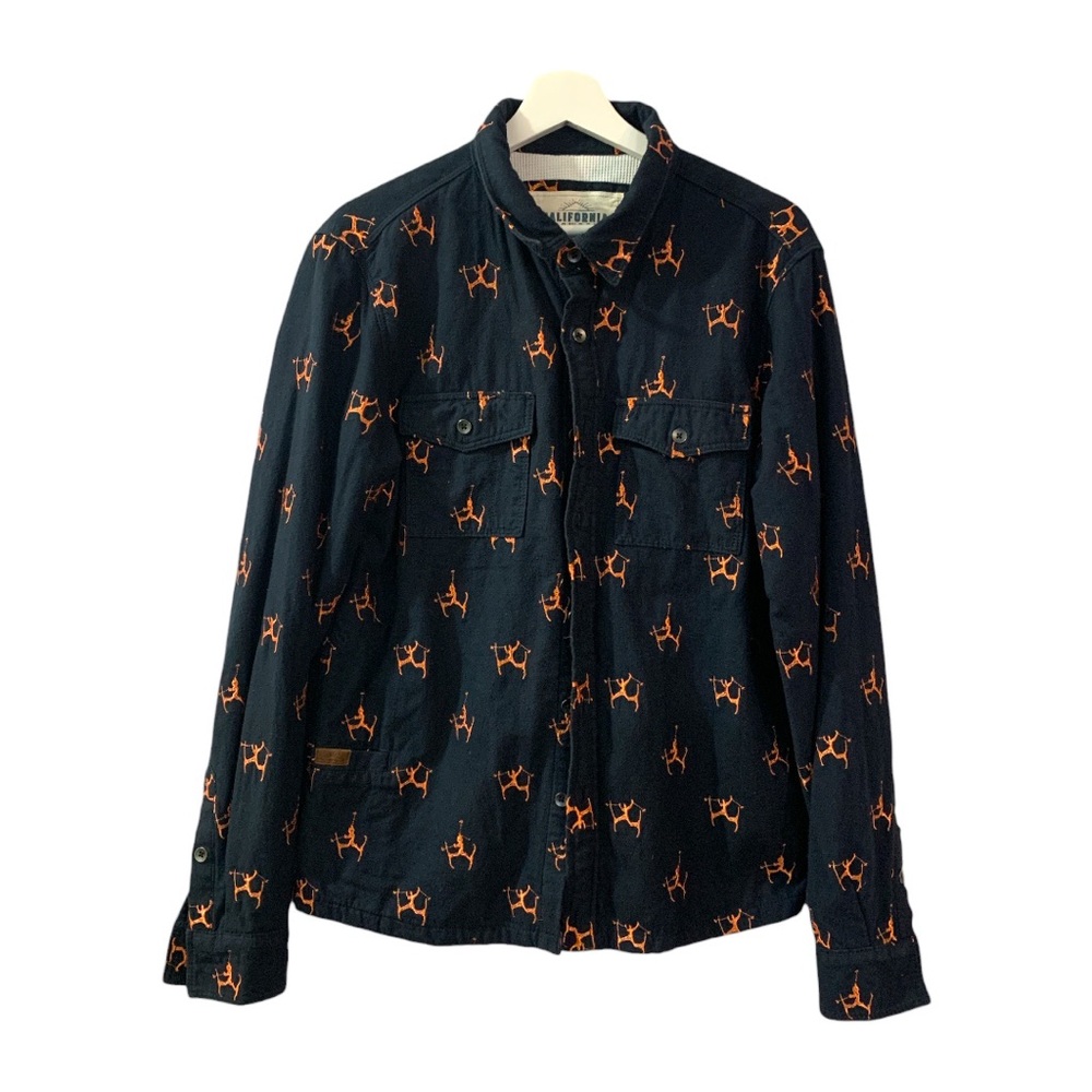 California Cowboy High Sierra Shirt Midnight Navy Medium Hot Dog Embroidered